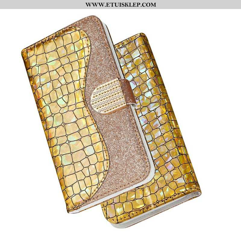 Etui Folio do Samsung Galaxy S21 Plus 5G Krokodyle Diamenty